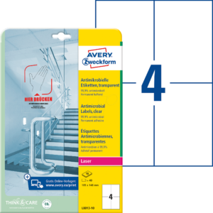 AVZ L8013-10 - Antimikrobielle Etiketten 105x148mm transparent