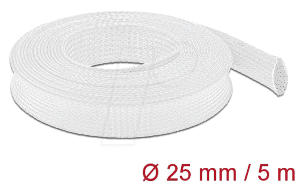 DELOCK 20696 - Geflechtschlauch dehnbar 5 m x 25 mm weiß