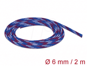 DELOCK 20741 - Geflechtschlauch dehnbar 2 m x 6 mm blau-rot-weiß