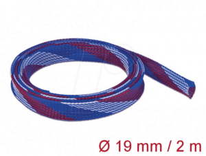 DELOCK 20746 - Geflechtschlauch dehnbar 2 m x 19 mm blau-rot-weiß