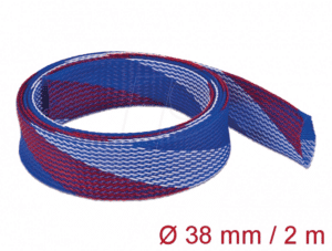 DELOCK 20756 - Geflechtschlauch dehnbar 2 m x 38 mm blau-rot-weiß