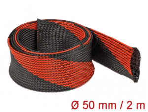 DELOCK 20758 - Geflechtschlauch dehnbar 2 m x 50 mm schwarz-rot