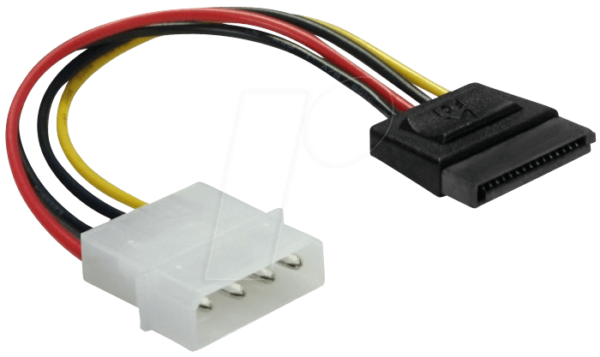 DELOCK 60100 - Molex 4 Pin Stecker > SATA 15 Pin Buchse 12cm