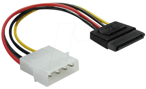 DELOCK 60112 - Molex 4 Pin Stecker > SATA 15 Pin Buchse 6 cm