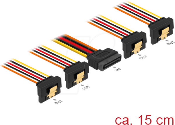 DELOCK 60166 - SATA 15 Pin Stecker > SATA 15 Pin Buchse 4 x unten 90° 15 cm