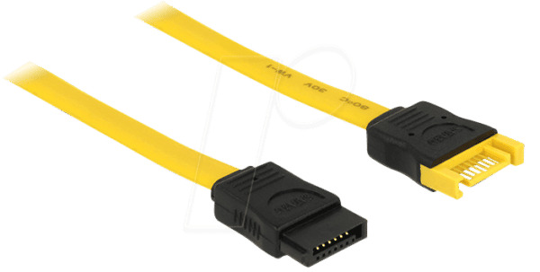 DELOCK 82855 - Kabel SATA 6 Gb/s Stecker>Buchse 30 cm gelb