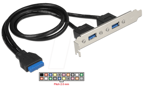 DELOCK 84836 - Slotblech USB 3.0 intern > 2x USB 3.0-A extern