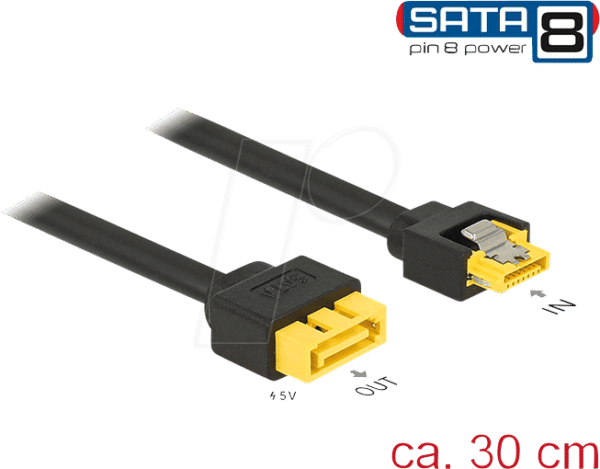 DELOCK 84946 - SATA 6 Gb/s Buchse auf SATA Stecker Pin 8 Power