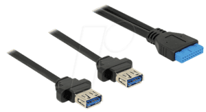 DELOCK 85244 - USB 3.0 Kabel Pfostenbuchse auf 2x USB 3.0 A Buchse