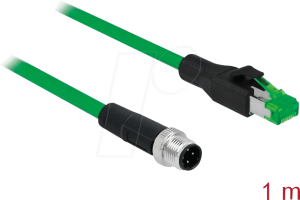 DELOCK 85437 - Netzwerkkabel M12 Stecker 4 Pin D-kodiert > RJ45 Stecker PVC 1 m