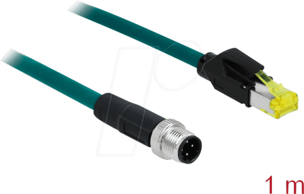 DELOCK 85441 - Netzwerkkabel M12 Stecker 4 Pin D-kodiert > RJ45 Stecker 1 m