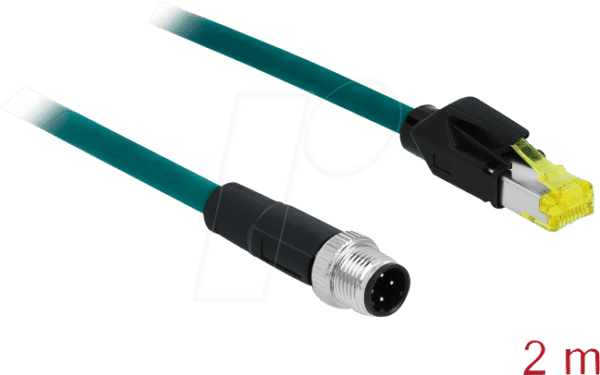 DELOCK 85442 - Netzwerkkabel M12 Stecker 4 Pin D-kodiert > RJ45 Stecker 2 m