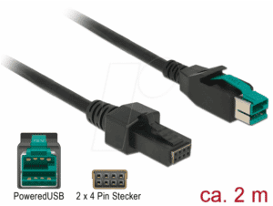 DELOCK 85483 - PoweredUSB Kabel Stecker 12V > 2x 4 Pin