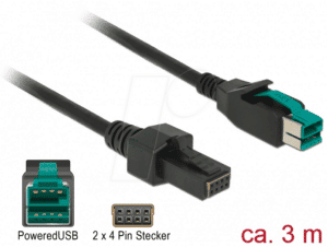 DELOCK 85484 - PoweredUSB Kabel Stecker 12V > 2x 4 Pin