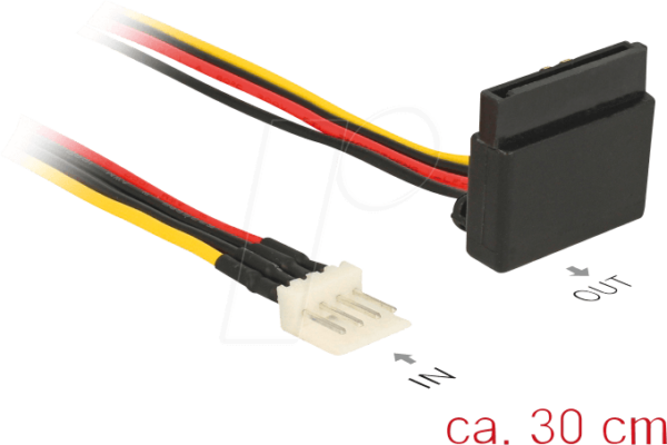 DELOCK 85511 - Kabel Power SATA 15 Pin Latchtype oben gewinkelt > Floppy 4 Pin