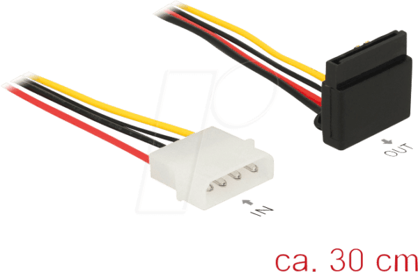 DELOCK 85513 - Kabel Power SATA 15 Pin Latchtype oben gewinkelt > Molex 4 Pin 3