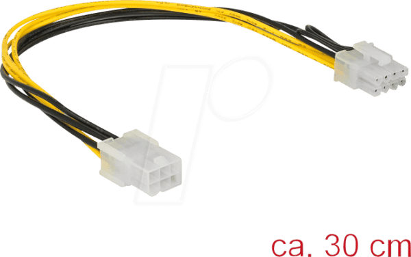 DELOCK 85535 - Kabel Power PCIE 6 Pin Bu > 8 Pin St PCIE 30 cm