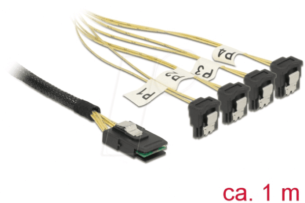 DELOCK 85687 - Kabel Mini SAS SFF-8087 > 4 x SATA 7 Pin gewinkelt 1 m