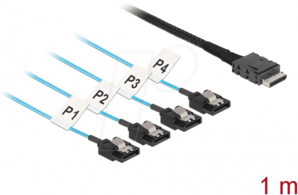 DELOCK 85829 - Kabel OCuLink SFF-8611 > 4 x SATA 7 Pin 1 m