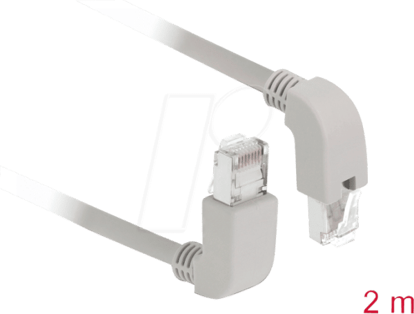 DELOCK 85863 - Patchkabel Cat.6 S/FTP oben/unten gewinkelt 2m