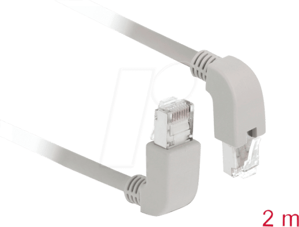 DELOCK 85872 - Patchkabel Cat.6A S/FTP oben/unten gewinkelt 2m