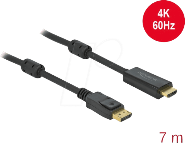 DELOCK 85959 - Aktives DP 1.2 zu HDMI Kabel 4K 60 Hz 7 m