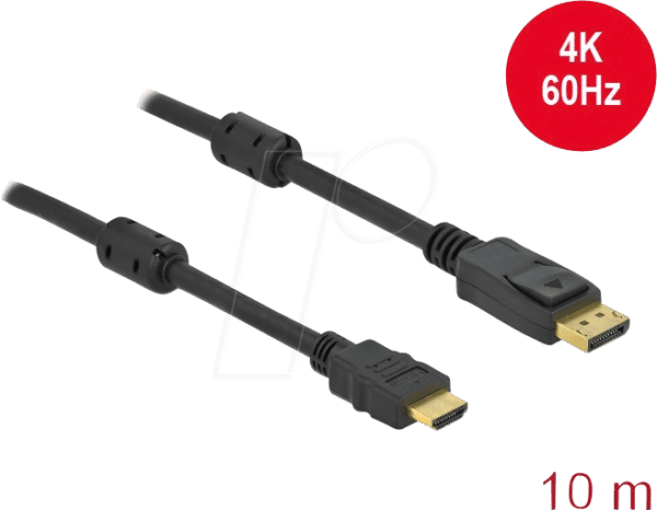 DELOCK 85960 - Aktives DP 1.2 zu HDMI Kabel 4K 60 Hz 10 m