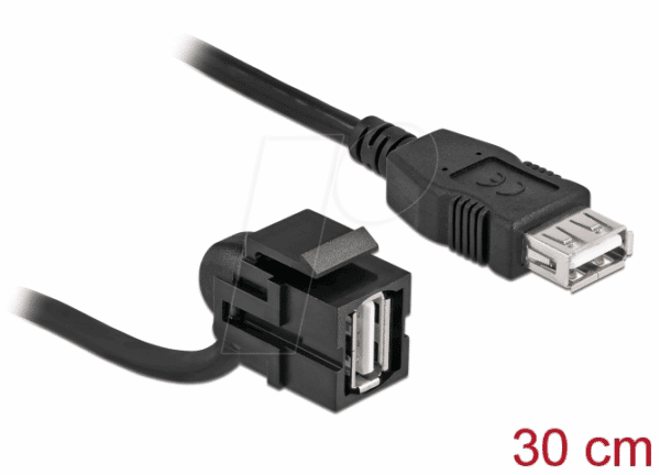 DELOCK 86869 - Keystone Modul USB 2.0 A Buchse 110° > Buchse mit Kabel