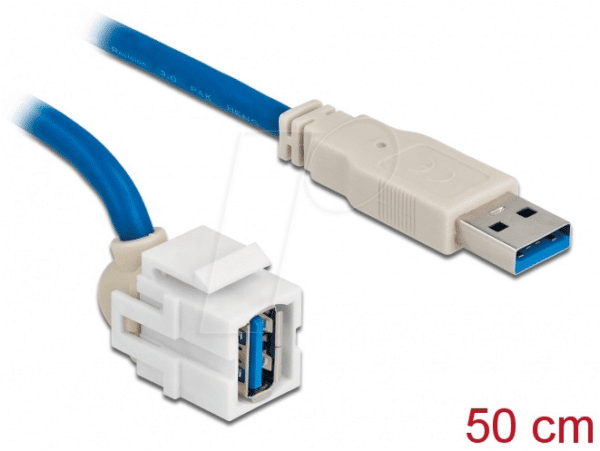 DELOCK 86871 - Keystone Modul USB 3.0 A Buchse 250° > Stecker mit Kabel
