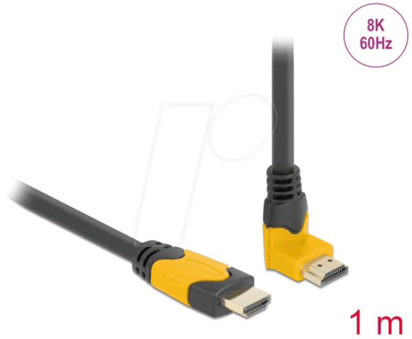 DELOCK 86988 - HDMI Kabel Stecker gerade zu 90° oben gewinkelt 48 GBit/s