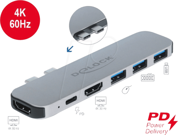 DELOCK 87753 - Dockingstation für MacBook Dual HDMI 4K / PD / Hub