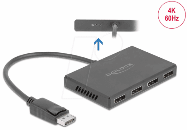 DELOCK 87794 - Splitter DisplayPort 1.4 > 4 x DisplayPort