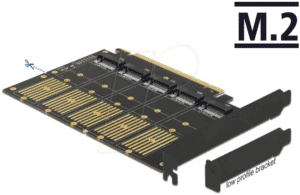 DELOCK 90435 - PCIe x16 > 5 x M.2 Key B / SATA