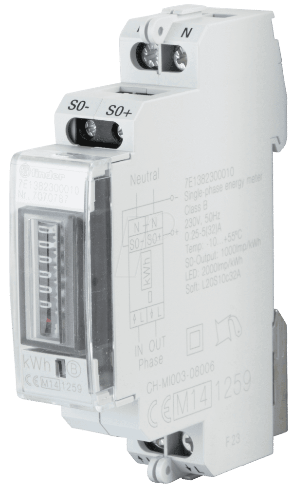 FIN 7E.13.8 230V - Elektronischer Energiezähler 1 Phase 5 (32) A