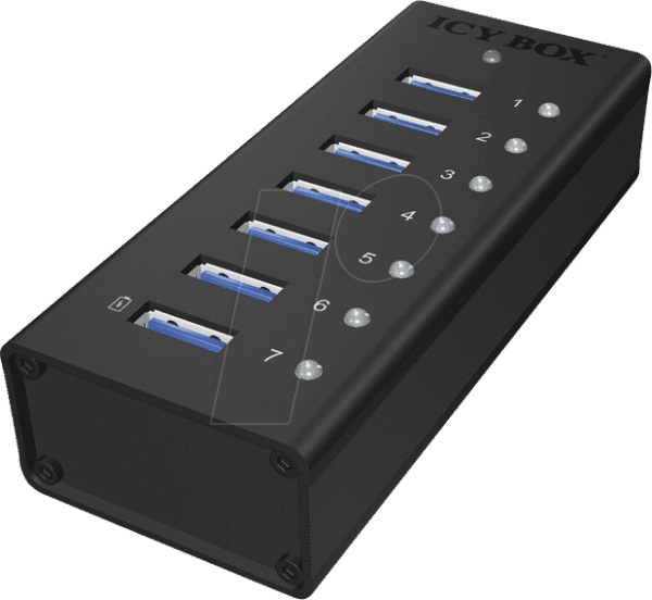 ICY IB-AC618 - USB 3.0 7-Port Alu Hub mit Netzteil