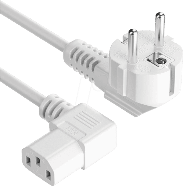 PURE NK2002-010R - Schutzkontakt Stecker 90° > IEC Buchse (C13) Weiß 1