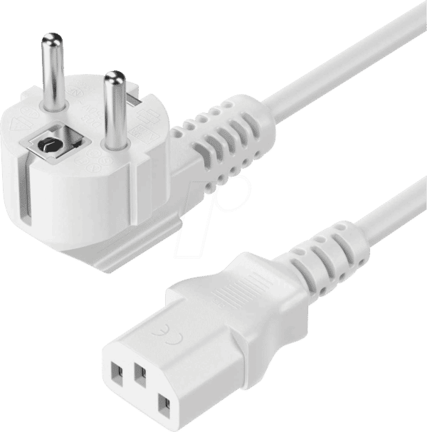 PURE NK2002-100S - Schutzkontakt Stecker 90° > IEC Buchse (C13) Weiß 10