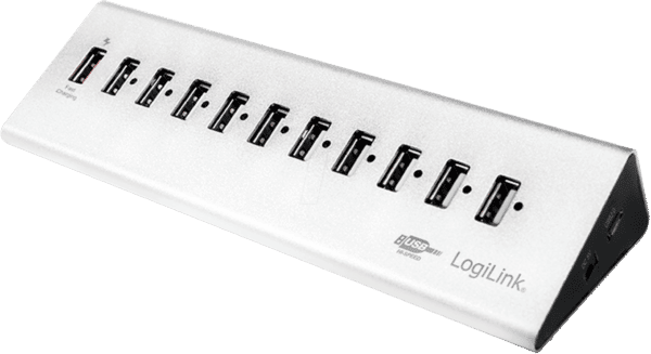 LOGILINK UA0226 - ALUMINIUM USB 2.0 HUB 10+1 Schnelladeport