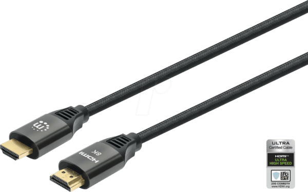 MANHATTAN 355940 - Ultra High Speed HDMI Kabel 48 GBit/s 8K 60 Hz schwarz 2 m