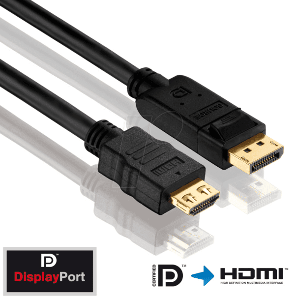 PURE PI5100-100 - DisplayPort Stecker auf HDMI A Stecker