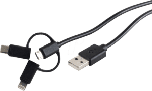 SHVP BS1415025 - USB Lade-Sync Kabel 3in1 Micro/Typ C/Lightning 1m