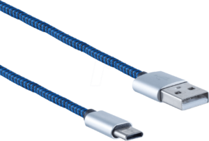 SHVP BS1450021 - USB-A-Stecker > USB TypC Stecker Nylon blau 0