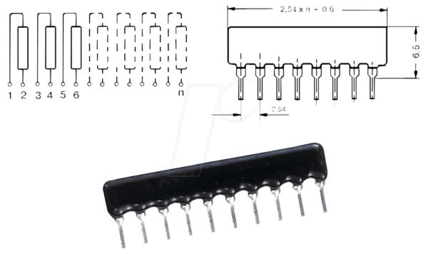 SIL 6-3 10K - Widerstandsnetzwerk