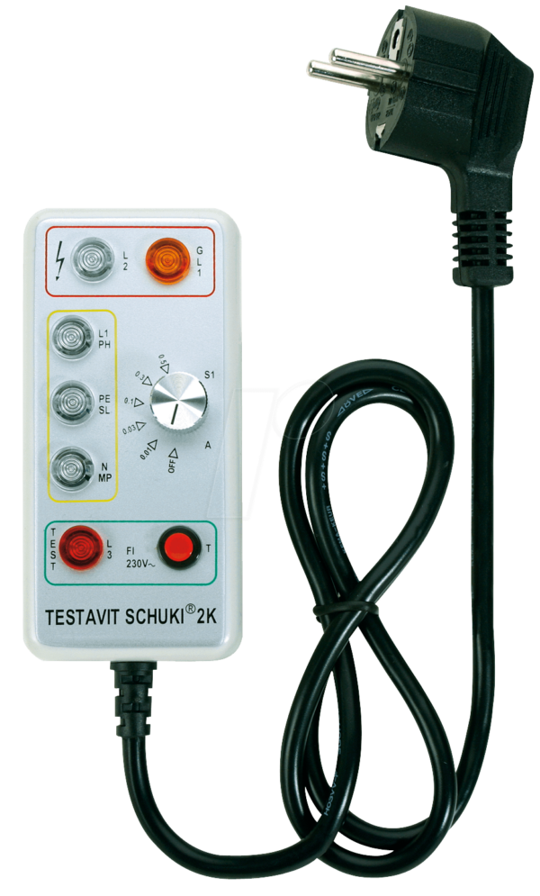 SCHUKI 2K - Steckdosenprüfer Testavit Schuki 2K mit FI-Auslösung