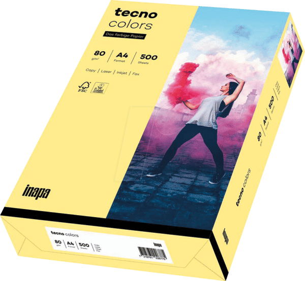 TECNO 88324401 - Papier hellgelb DIN A4 80 g/qm 500 Blatt