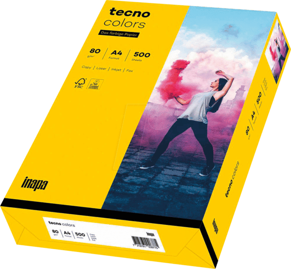 TECNO 88324404 - Papier intensivgelb DIN A4 80 g/qm 500 Blatt