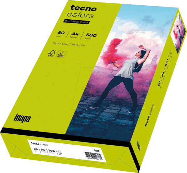 TECNO 88324414 - Papier leuchtend grün DIN A4 80 g/qm 500 Blatt