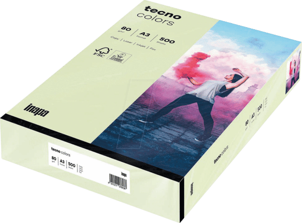 TECNO 88324450 - Papier hellgrün DIN A3 80 g/qm 500 Blatt