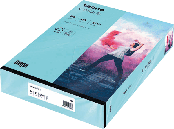 TECNO 88324456 - Papier mittelblau DIN A3 80 g/qm 500 Blatt