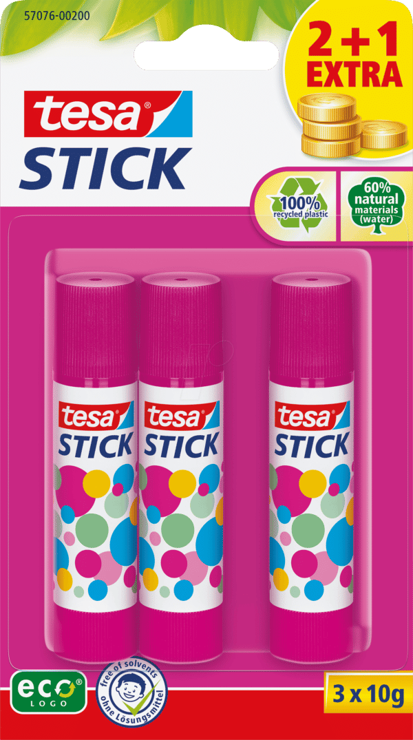 TESA 57076PI - 2+1 tesa® Stick ecoLogo 10g